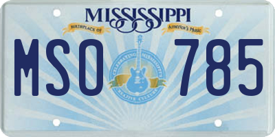 MS license plate MSO785