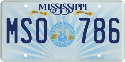 MS license plate MSO786
