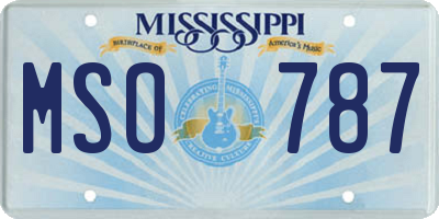 MS license plate MSO787