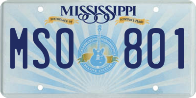MS license plate MSO801