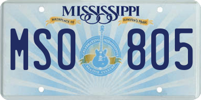MS license plate MSO805
