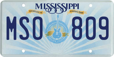 MS license plate MSO809
