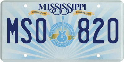 MS license plate MSO820