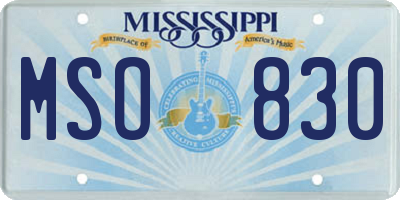 MS license plate MSO830