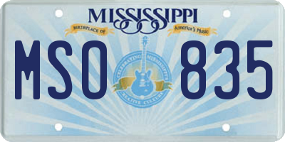 MS license plate MSO835
