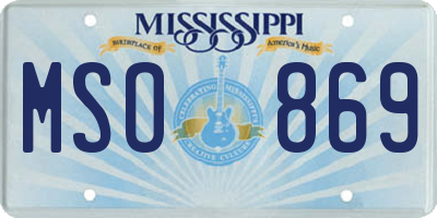 MS license plate MSO869