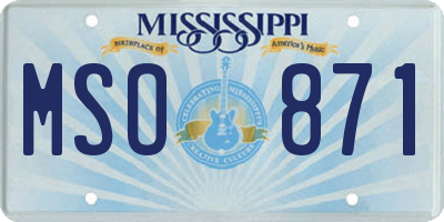 MS license plate MSO871
