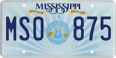 MS license plate MSO875