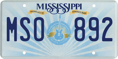 MS license plate MSO892