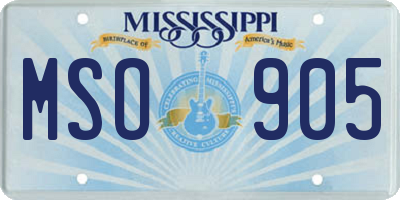 MS license plate MSO905