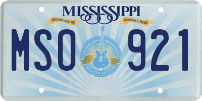 MS license plate MSO921