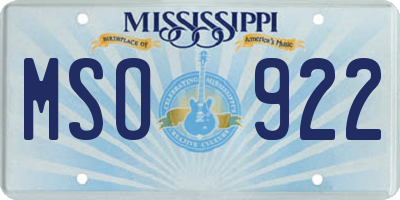 MS license plate MSO922