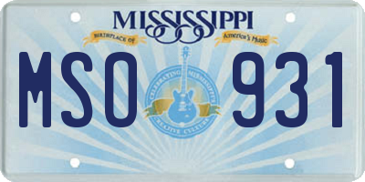 MS license plate MSO931