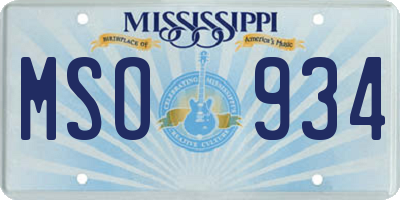 MS license plate MSO934