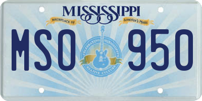MS license plate MSO950