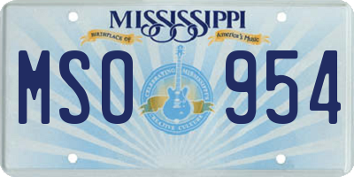 MS license plate MSO954