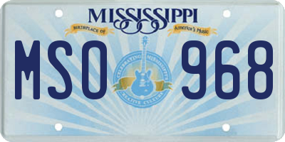MS license plate MSO968