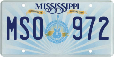 MS license plate MSO972