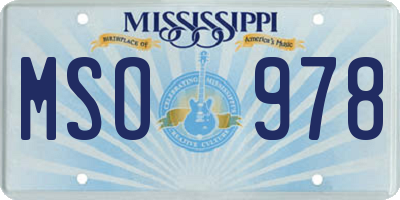 MS license plate MSO978
