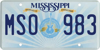 MS license plate MSO983