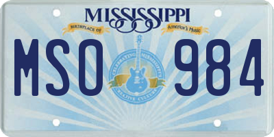 MS license plate MSO984