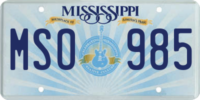 MS license plate MSO985