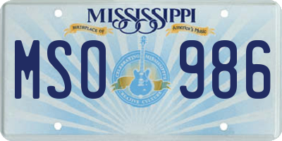 MS license plate MSO986