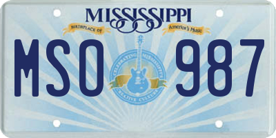 MS license plate MSO987