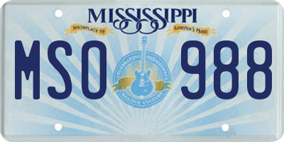 MS license plate MSO988