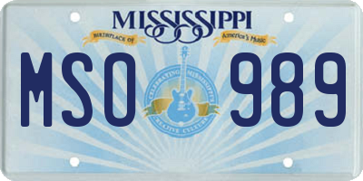 MS license plate MSO989