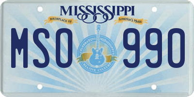 MS license plate MSO990