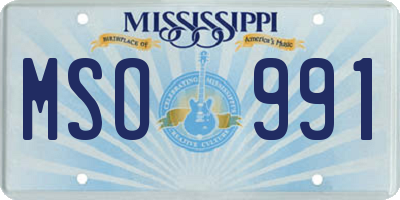 MS license plate MSO991