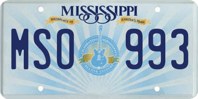 MS license plate MSO993