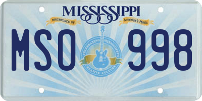 MS license plate MSO998
