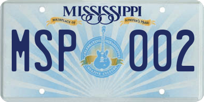 MS license plate MSP002