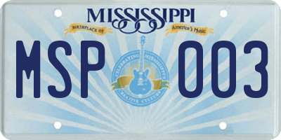 MS license plate MSP003