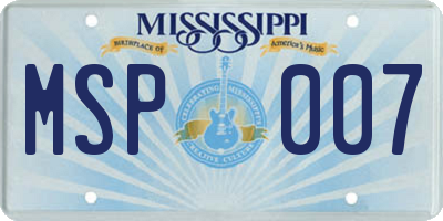 MS license plate MSP007