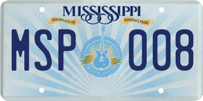 MS license plate MSP008