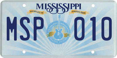 MS license plate MSP010