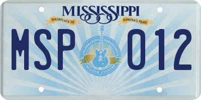 MS license plate MSP012