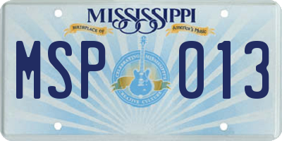 MS license plate MSP013