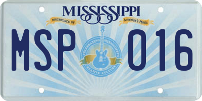 MS license plate MSP016
