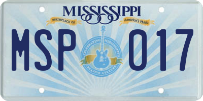 MS license plate MSP017