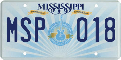 MS license plate MSP018