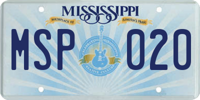 MS license plate MSP020