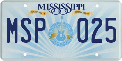MS license plate MSP025