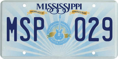 MS license plate MSP029