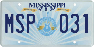 MS license plate MSP031