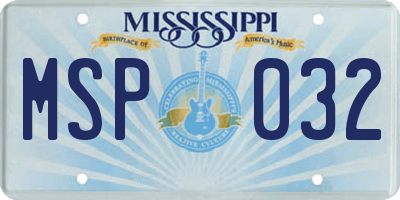 MS license plate MSP032