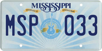 MS license plate MSP033